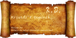 Kristóf Dominik névjegykártya